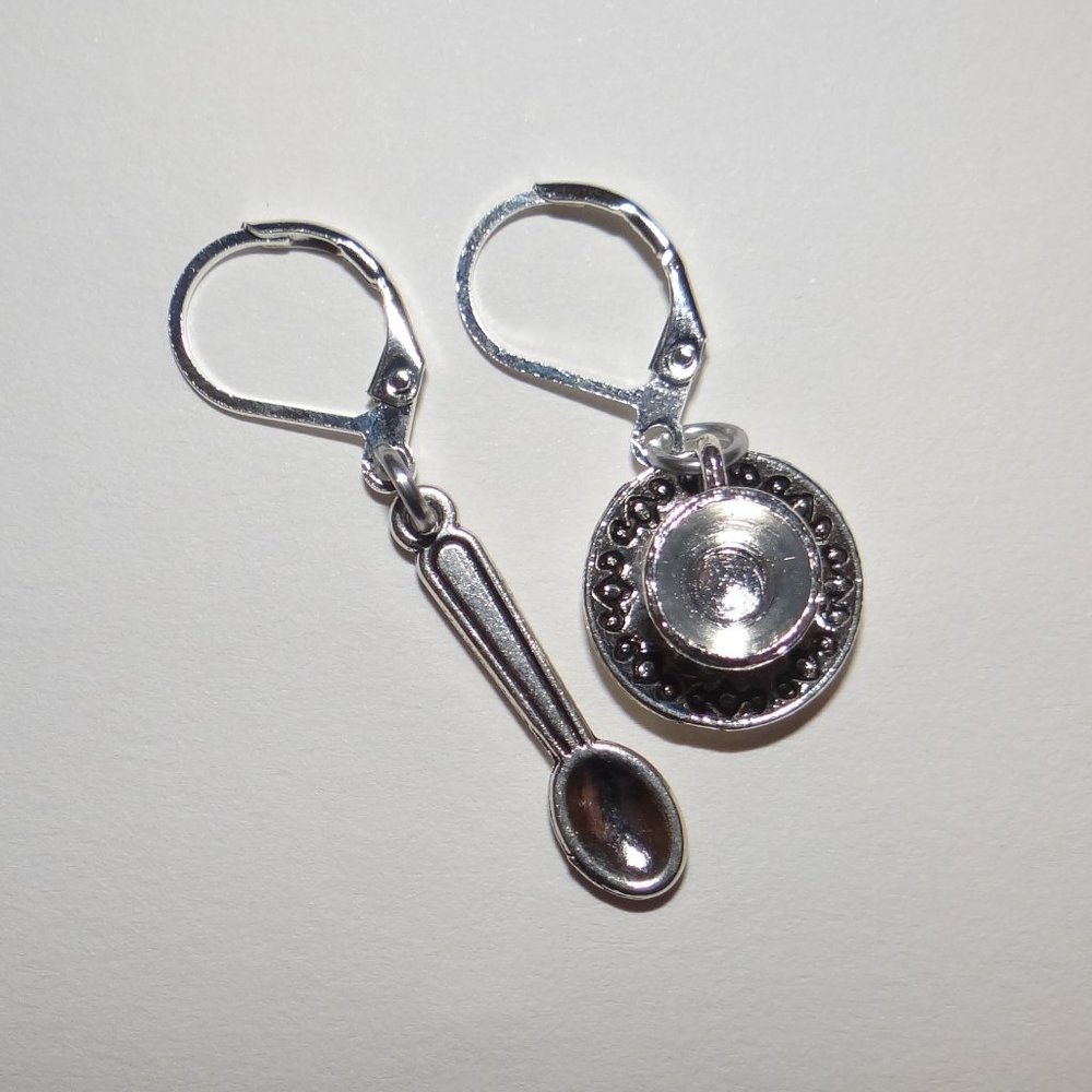 Handmade Tiny Teacup & Spoon Earrings